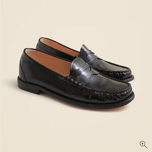 J. Crew Shiny Black Leather Loafers